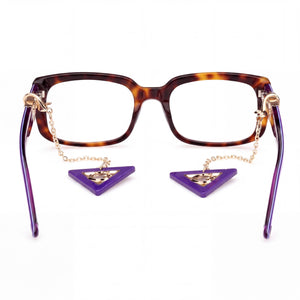 Guess GU2959 Rectangle Eyeglasses Women — side view, Havana Plastic temples