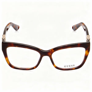 Guess GU2960 Square Eyeglasses Women — side view, Havana Plastic temples