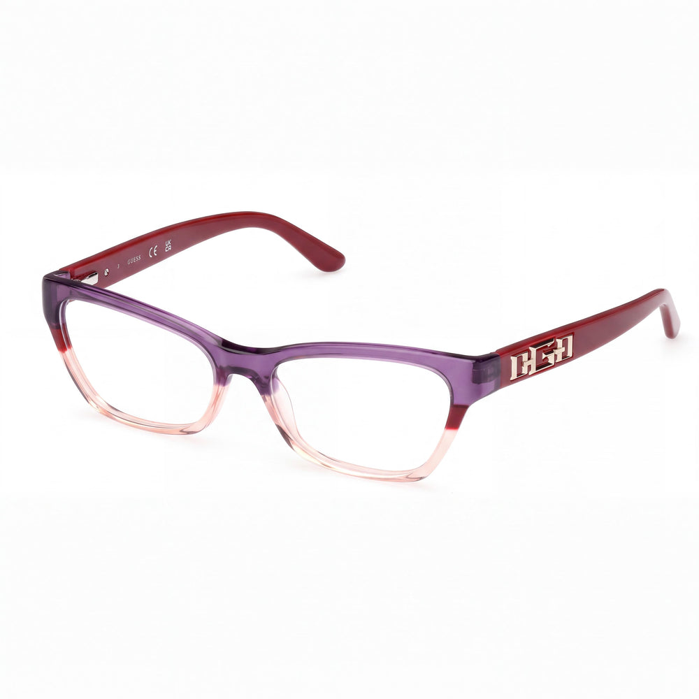 Guess GU2979 Violet Rectangle Eyeglasses for Women, Plastic frame
