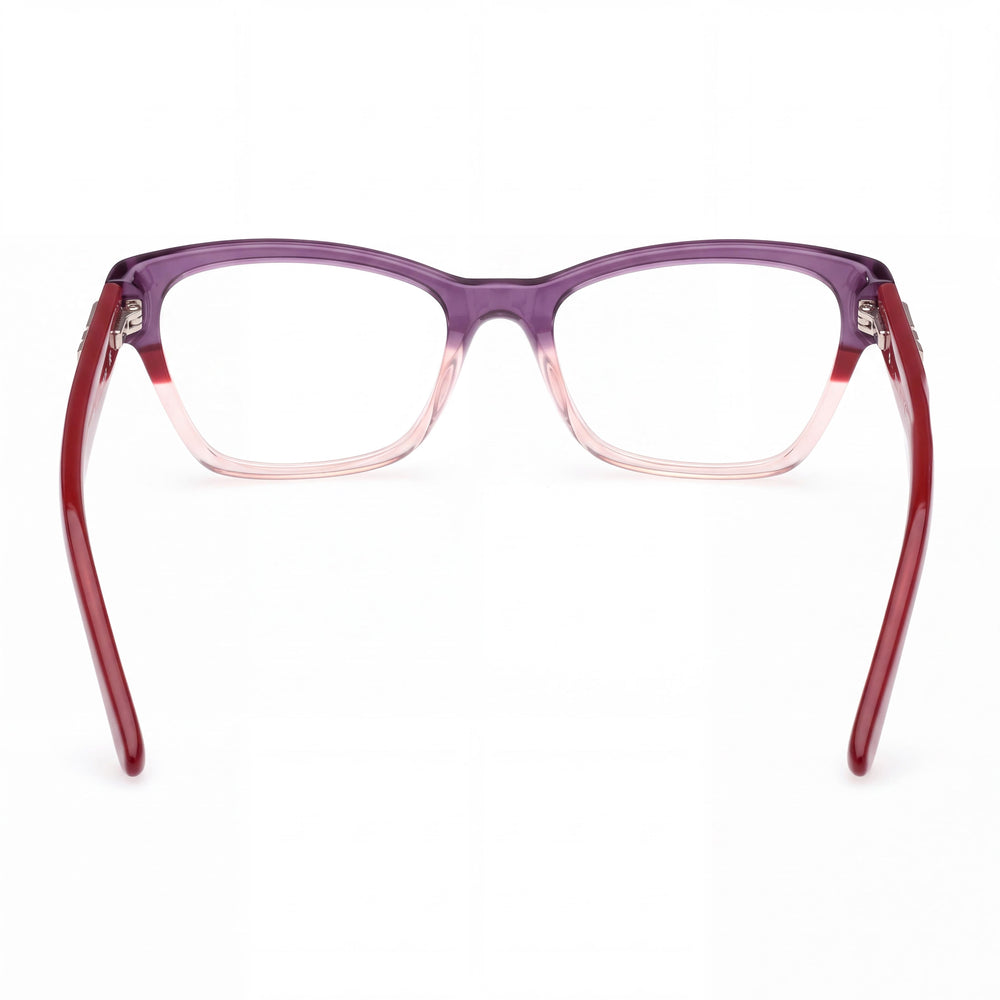 Guess GU2979 Rectangle Eyeglasses Women — side view, Violet Plastic temples