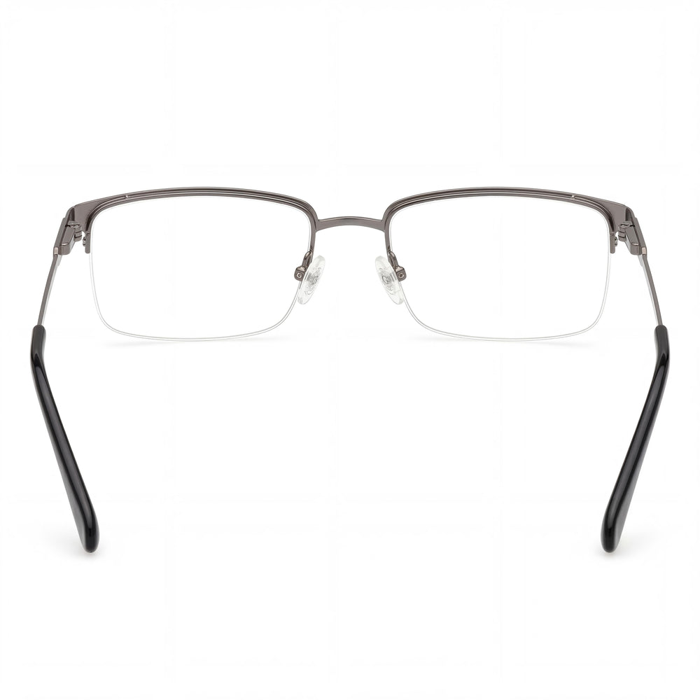 Guess Gu50005 Rectangle Eyeglasses Men — side view, Silver Metal temples
