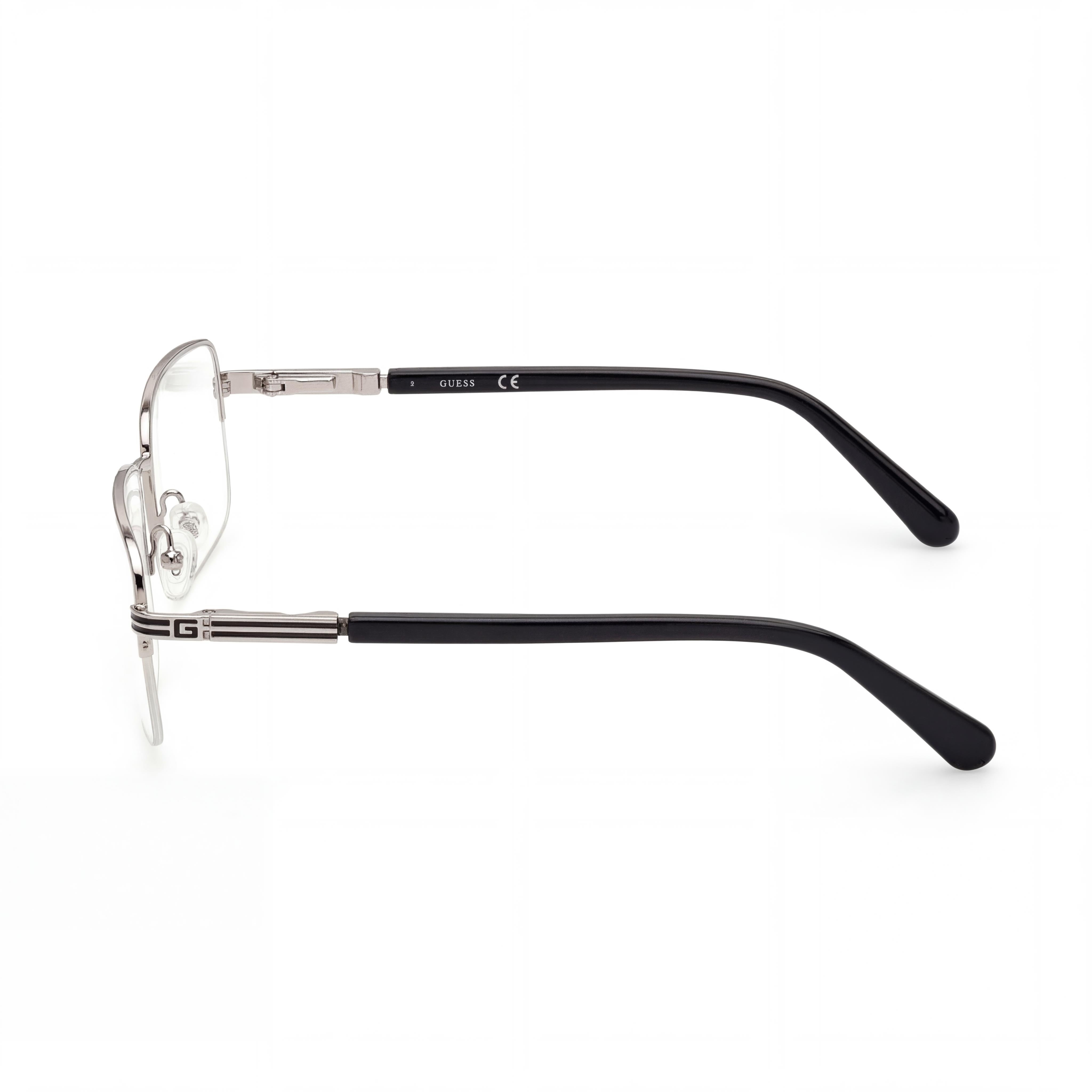 Guess Gu50044 Nickel Tin Rectangle Eyeglasses for Women, Metal 55mm, Photo 2