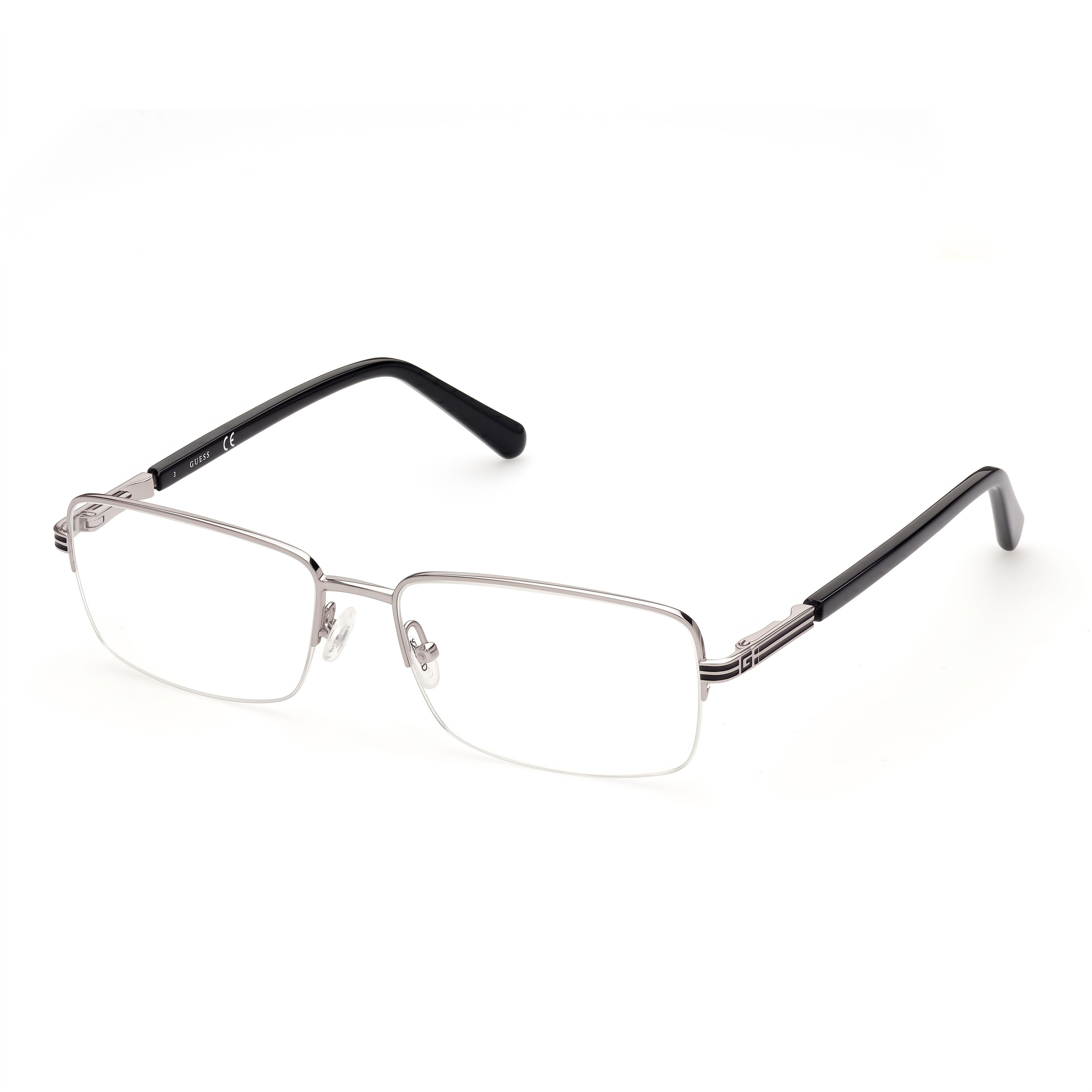 Guess Gu50044 Nickel Tin Rectangle Eyeglasses for Women, Metal 55mm, Photo 1