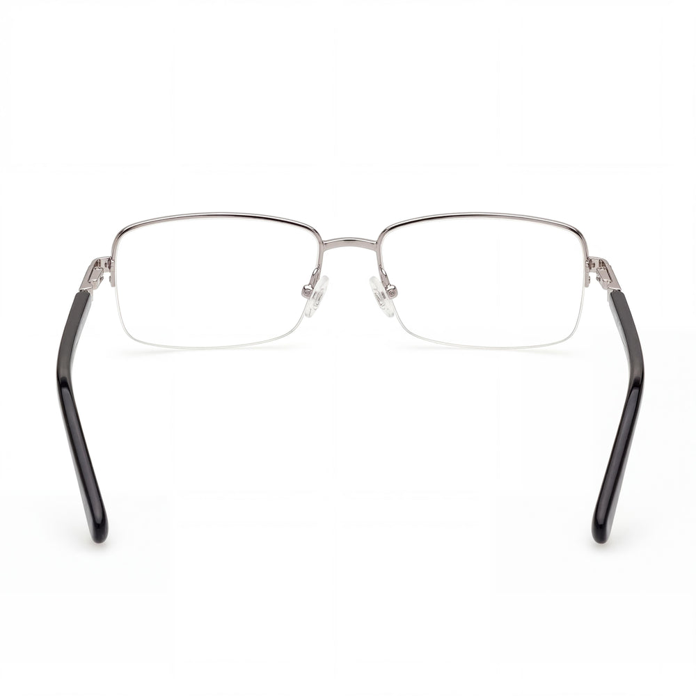 Guess Gu50044 Rectangle Eyeglasses Women — side view, Silver Metal temples