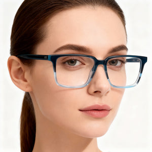 Guess Gu50047 Rectangle Eyeglasses Women — side view, Blue Lightweight Acetate temples