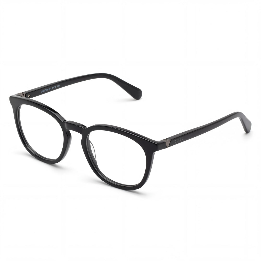 Guess GU50053 Shiny Black Square Eyeglasses for Men, Pantographed Plastic frame