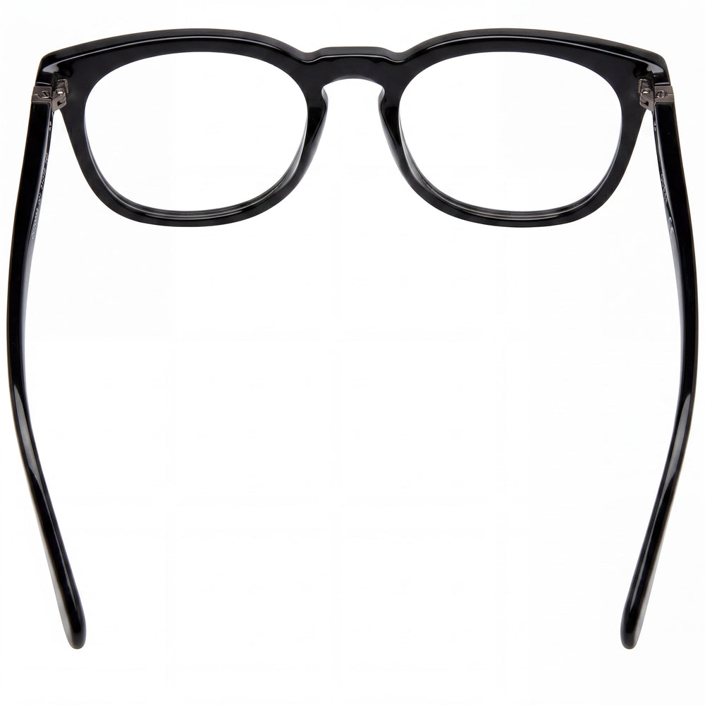 Guess GU50053 Square Eyeglasses Men — side view, Shiny Black Pantographed Plastic temples
