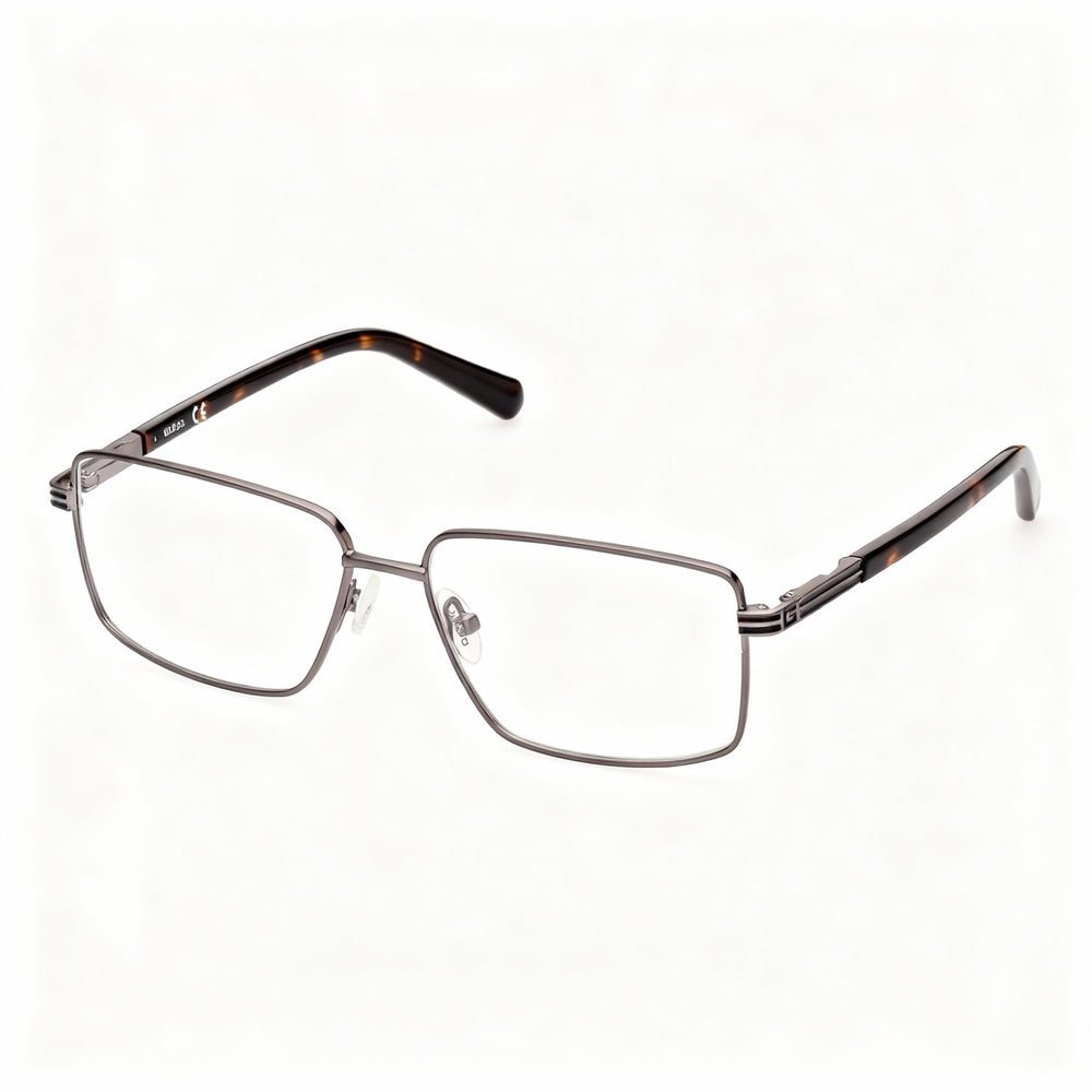 Guess GU50061 Rectangle Eyeglasses Men — side view, Black Metal temples