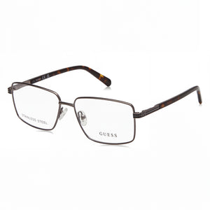 Guess GU50061 Silver Rectangle Eyeglasses for Men, Metal frame