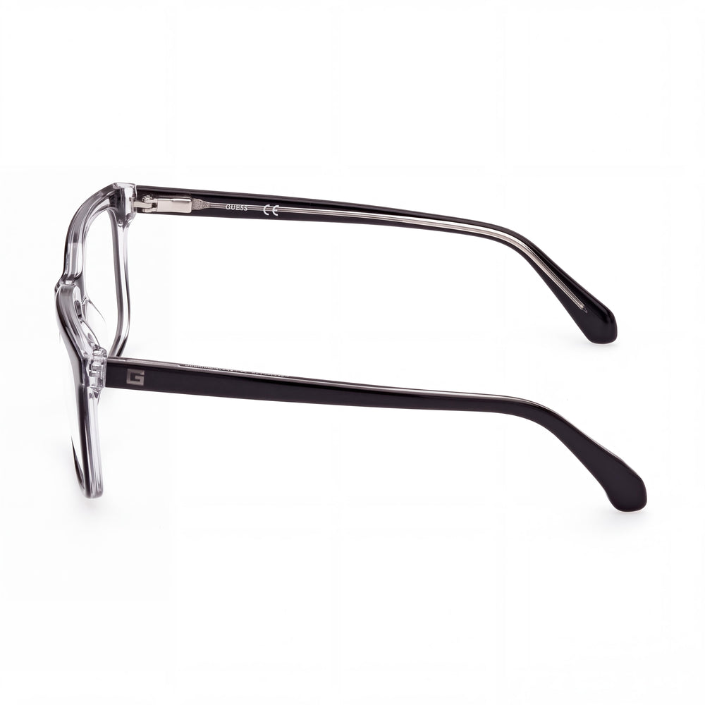 Guess Gu50063 Rectangle Eyeglasses Men — side view, Black Plastic temples