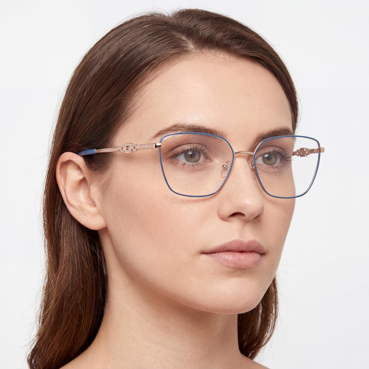 Gafas graduadas para mujer Guess GU50081, estilo cuadrado, color habano rubio, plástico, 55 mm, Photo 3