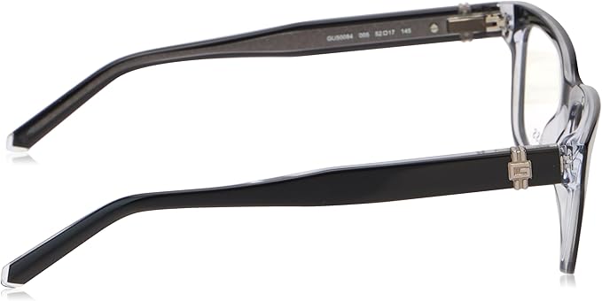 Guess GU50084 Rectangle Eyeglasses Unisex — side view, Black Plastic temples
