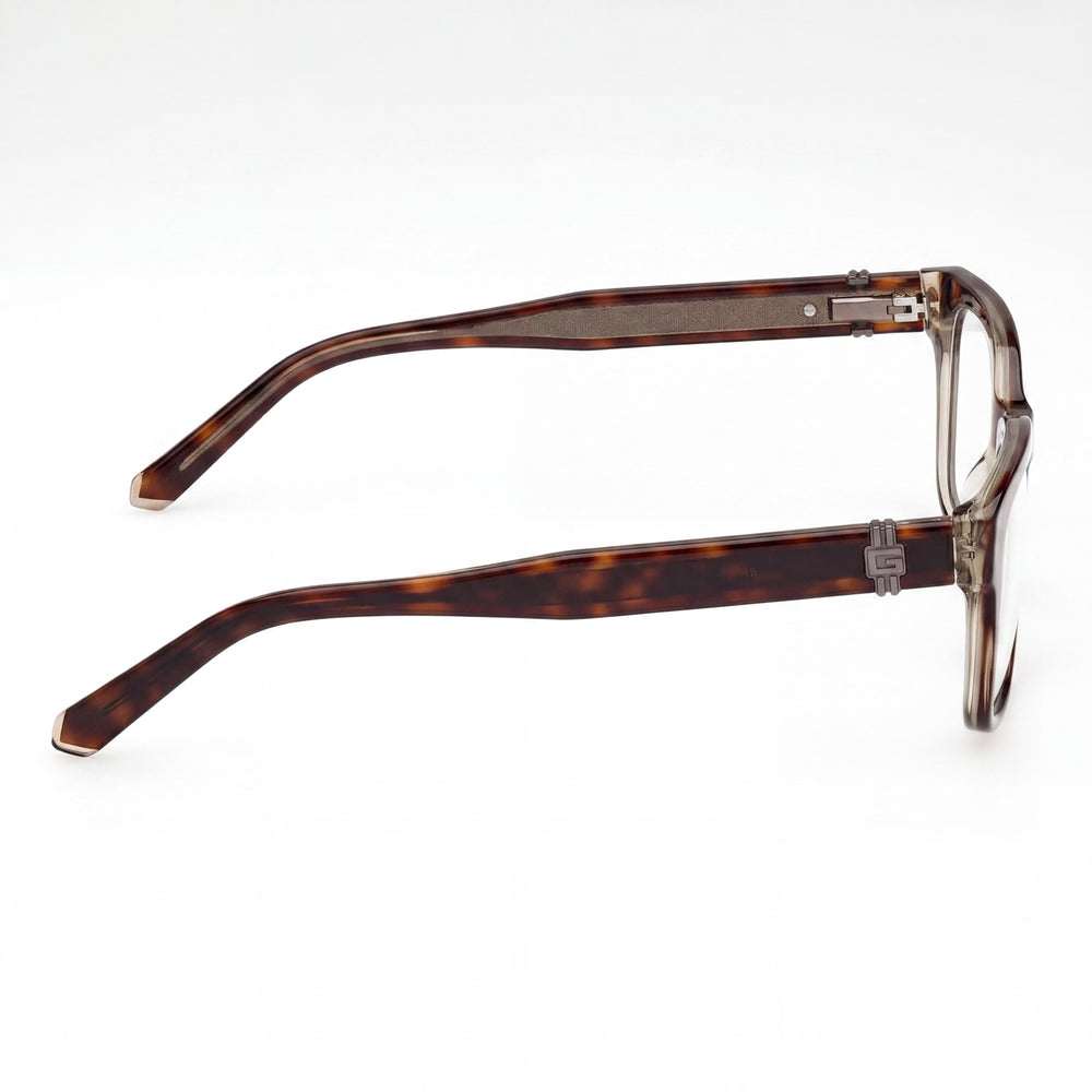 Guess GU50084 Square Eyeglasses Women — side view, Havana Plastic temples