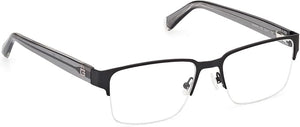 Guess GU50095 Rectangle Eyeglasses for Men — front view, Stainless Steel