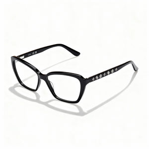 Guess GU50115 Shiny Black Rectangle Eyeglasses for Women, Plastic frame