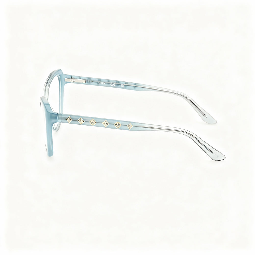 Guess GU50115 Rectangle Eyeglasses Women — side view, Turquoise Gradient Plastic temples
