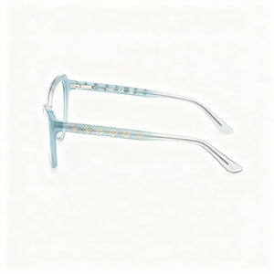 Guess GU50115 Rectangle Eyeglasses Women — side view, Turquoise Gradient Plastic temples