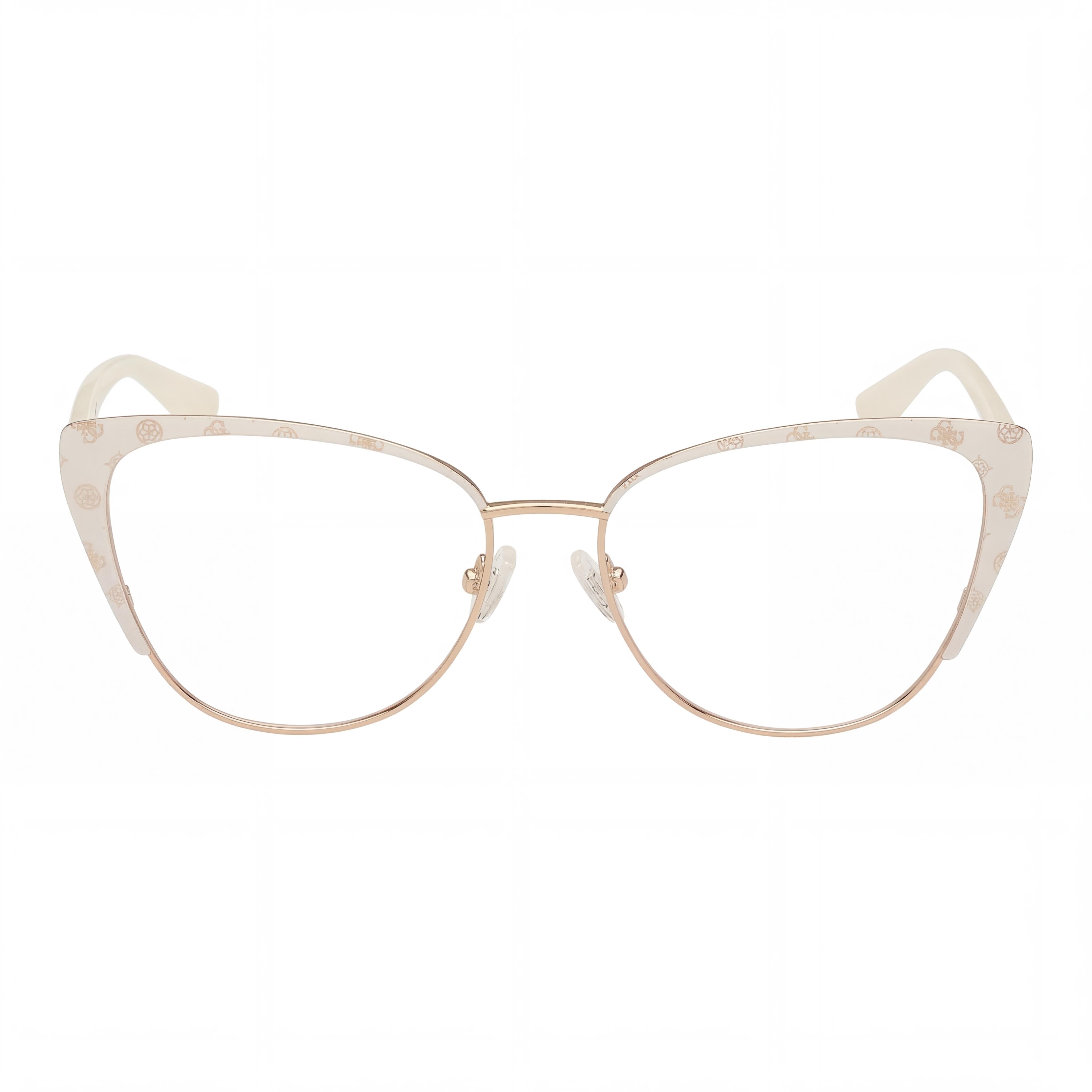 Guess GU50115 GU50121 Matte White Cat Eye Eyeglasses for Women, Metal, Photo 2