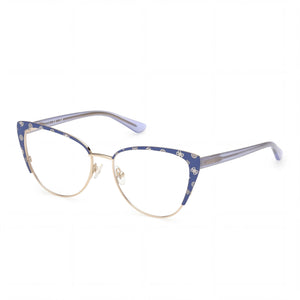 Guess Gu50121 Blue Cat Eye Eyeglasses for Women, Metal frame