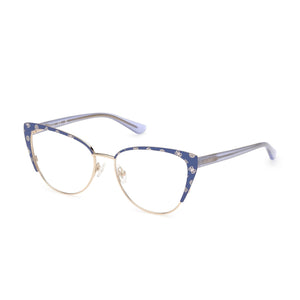 Guess Gu50121 Matte Blue, Shiny Blue Cat Eye Eyeglasses for Women, Metal frame