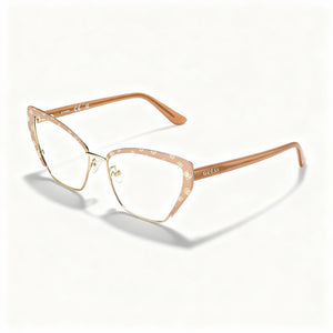 Guess GU50122 Matte Beige Rectangle Eyeglasses for Women, Metal frame
