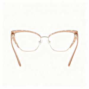 Guess GU50122 Rectangle Eyeglasses Women — side view, Matte Beige Metal temples