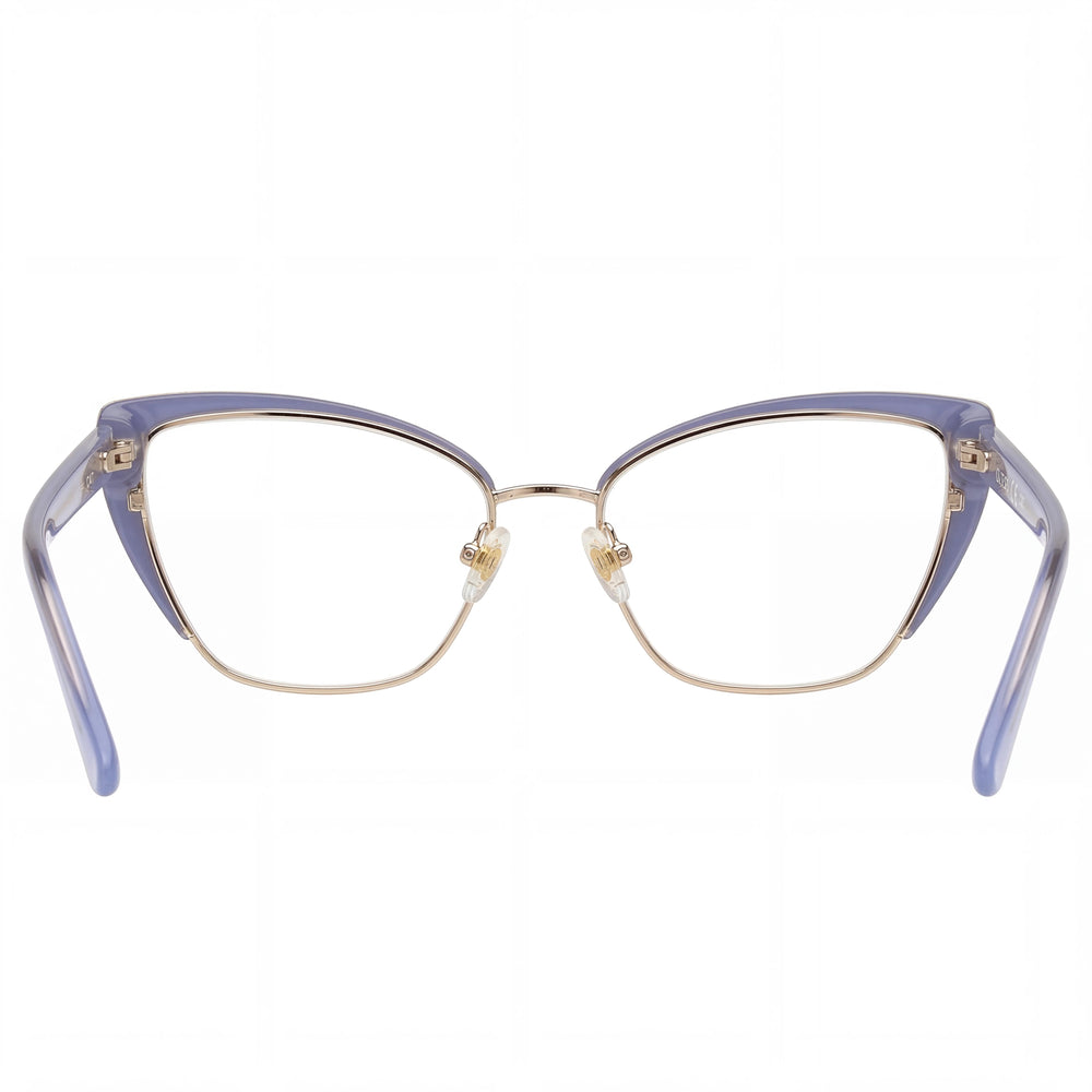 Guess GU50122 Cat Eye Eyeglasses Women — side view, Matte Blue Metal temples