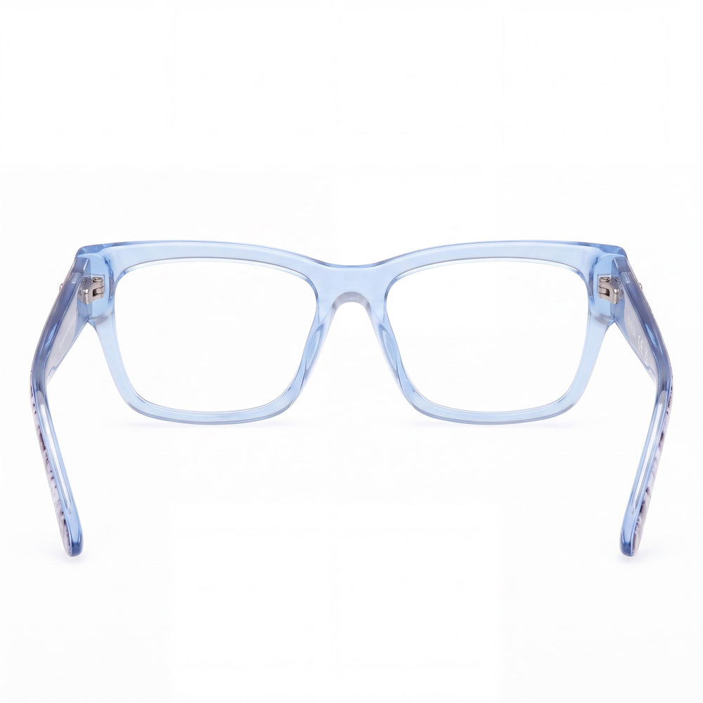 Guess Gu50126 Rectangle Eyeglasses Women — side view, Blue Plastic temples