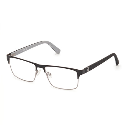 Guess GU50131 Black Rectangle Eyeglasses for Men, Stainless Steel frame