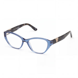Guess Gu50162 Shiny Blue Cat Eye Eyeglasses for Women, Blue frame