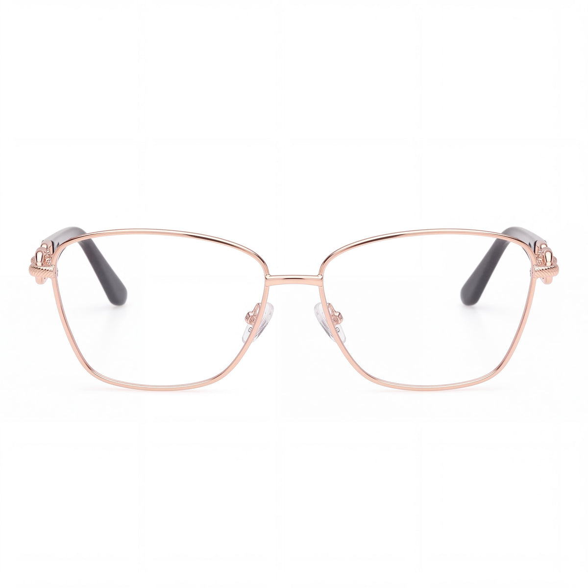 GUESS GU50179 Gafas de Metal a la Moda para Mujer, Oro Rosa / Negro, Lentes No Transparentes, Talla 55/14/140, Photo 2