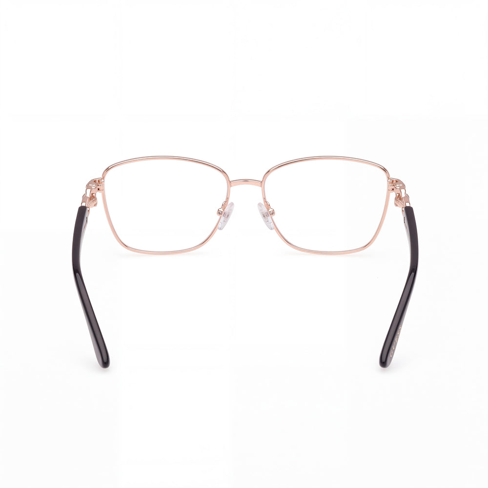 Guess GU50179 Rectangle Eyeglasses Women — side view, Gold Metal temples