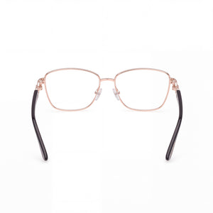 Guess GU50179 Rectangle Eyeglasses Women — side view, Gold Metal temples