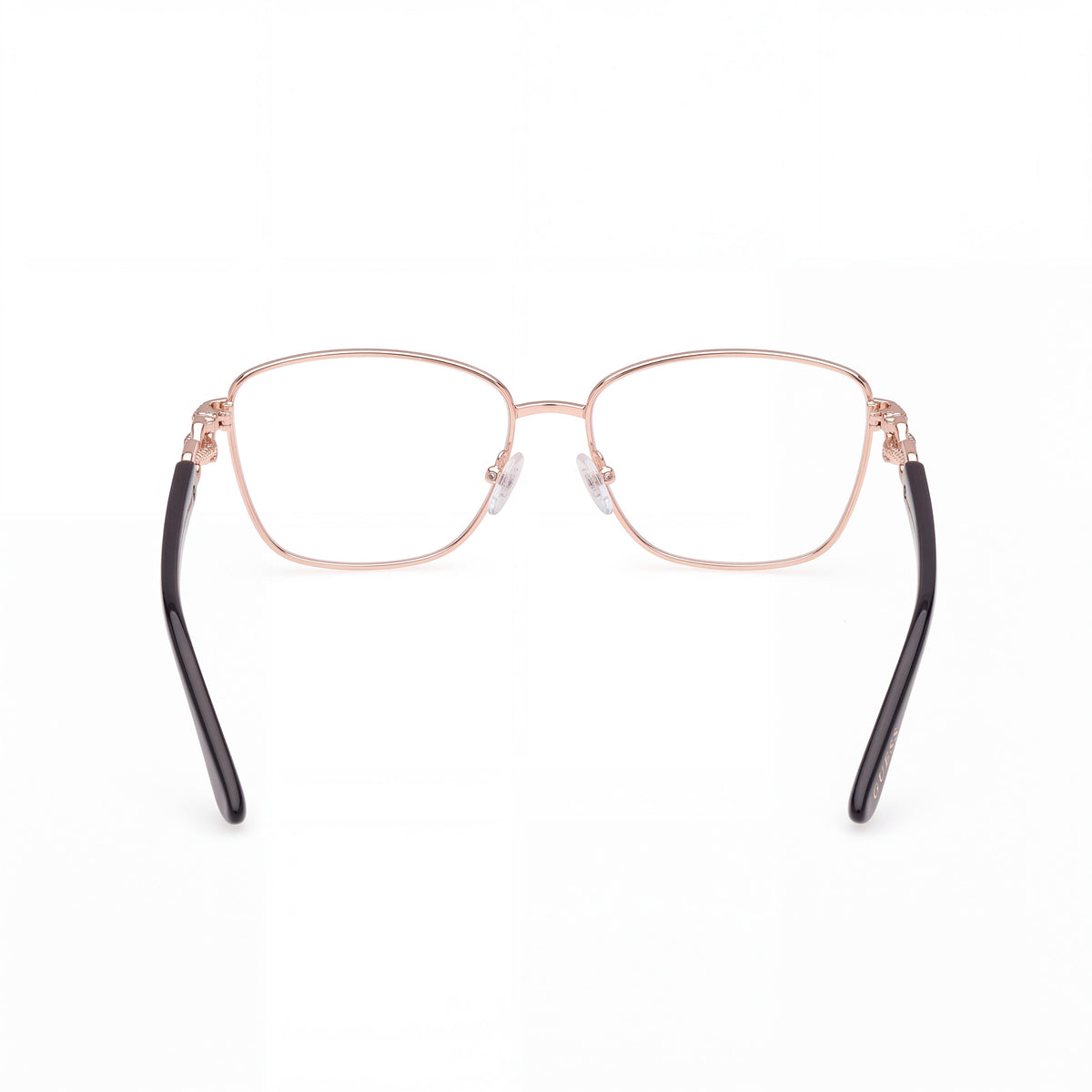 GUESS GU50179 Gafas de Metal a la Moda para Mujer, Oro Rosa / Negro, Lentes No Transparentes, Talla 55/14/140, Photo 3
