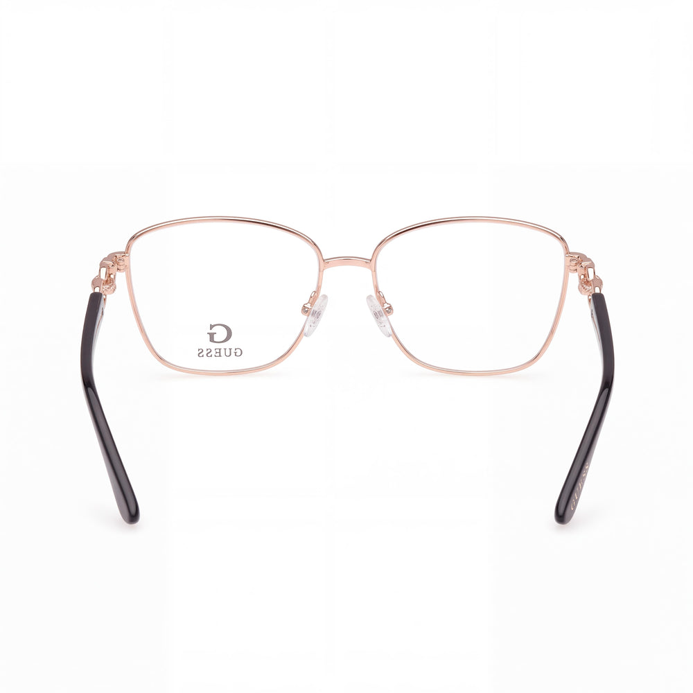 Guess Gu50179 Rectangle Eyeglasses Women — side view, Gold Metal temples