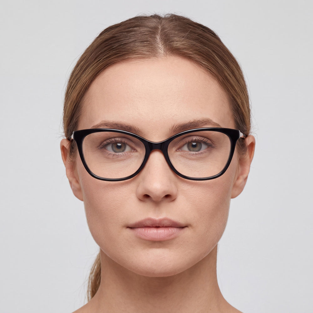 Guess Gu50194 Cat Eye Eyeglasses Women — side view, Black Plastic temples