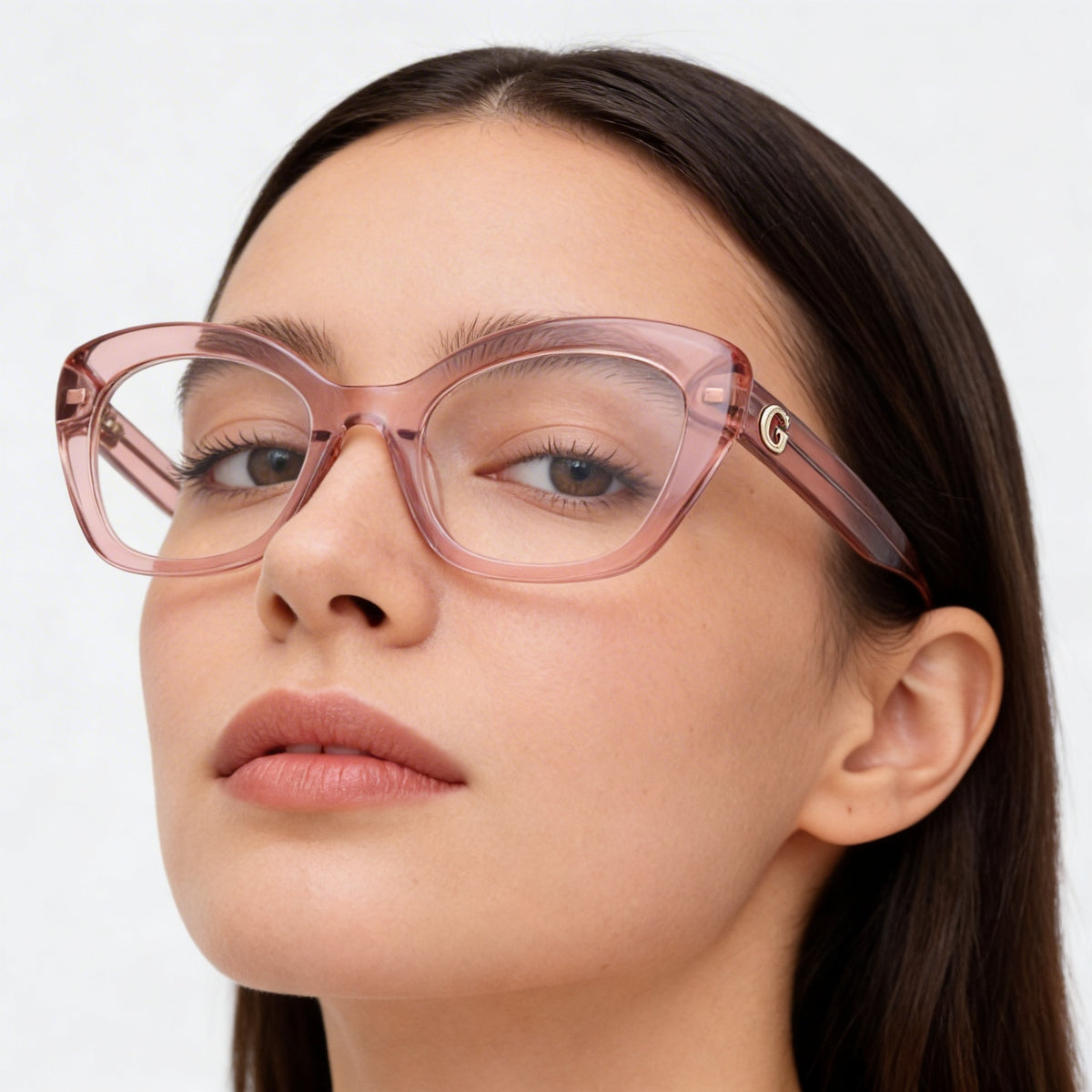 Guess Gu50225 Shiny Light Pink Rectangle Eyeglasses for Women, 51mm, Photo 4