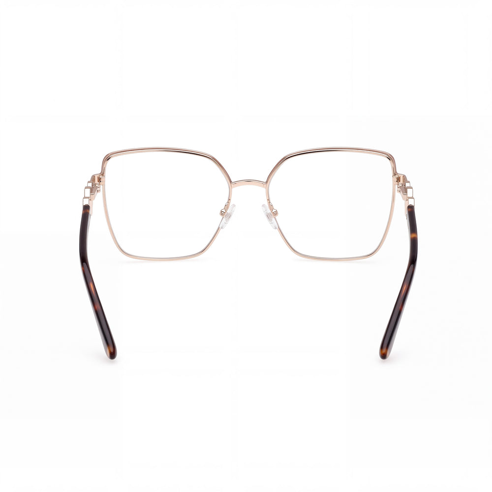 Guess GU50229 Butterfly Eyeglasses Women — side view, Havana Metal temples