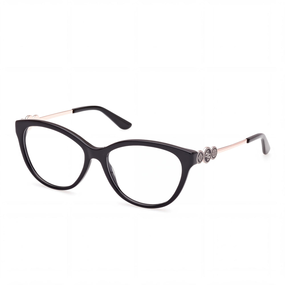 Guess Gu50230 Shiny Black Cat Eye Eyeglasses for Women, Plastic frame