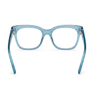 Guess Gu50233 Square Eyeglasses Women — side view, Blue Plastic temples