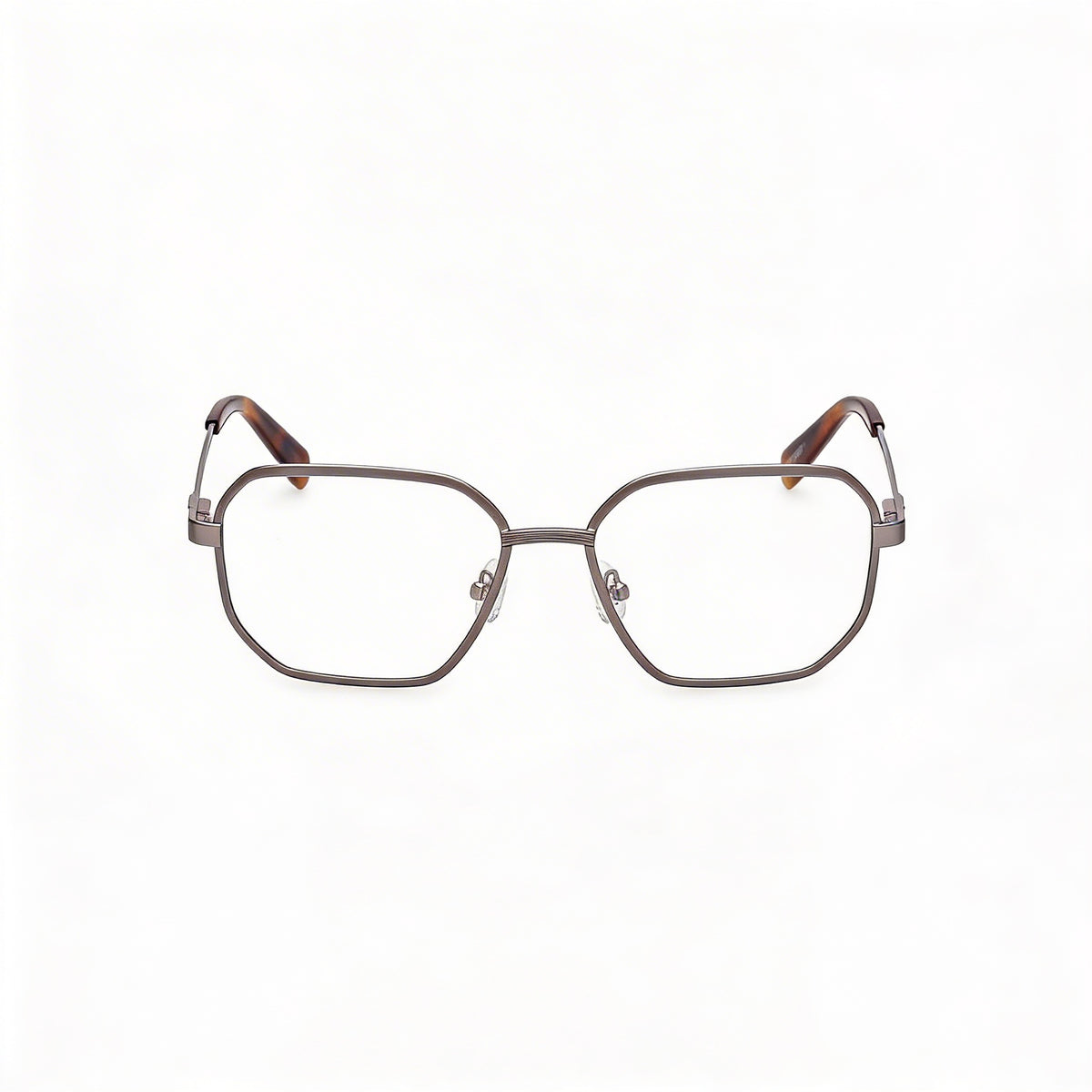 GUESS Gu50240 Gafas de hombre con montura metálica y lentes transparentes, gris plomo brillante satinado 56-17-145, Photo 2