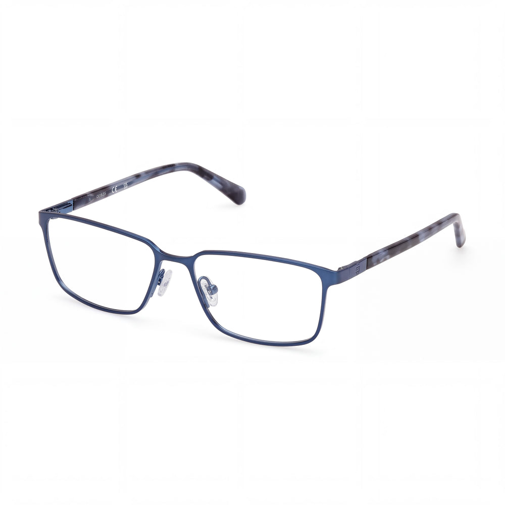 Guess Gu50244 Blue Rectangle Eyeglasses for Men, Metal frame