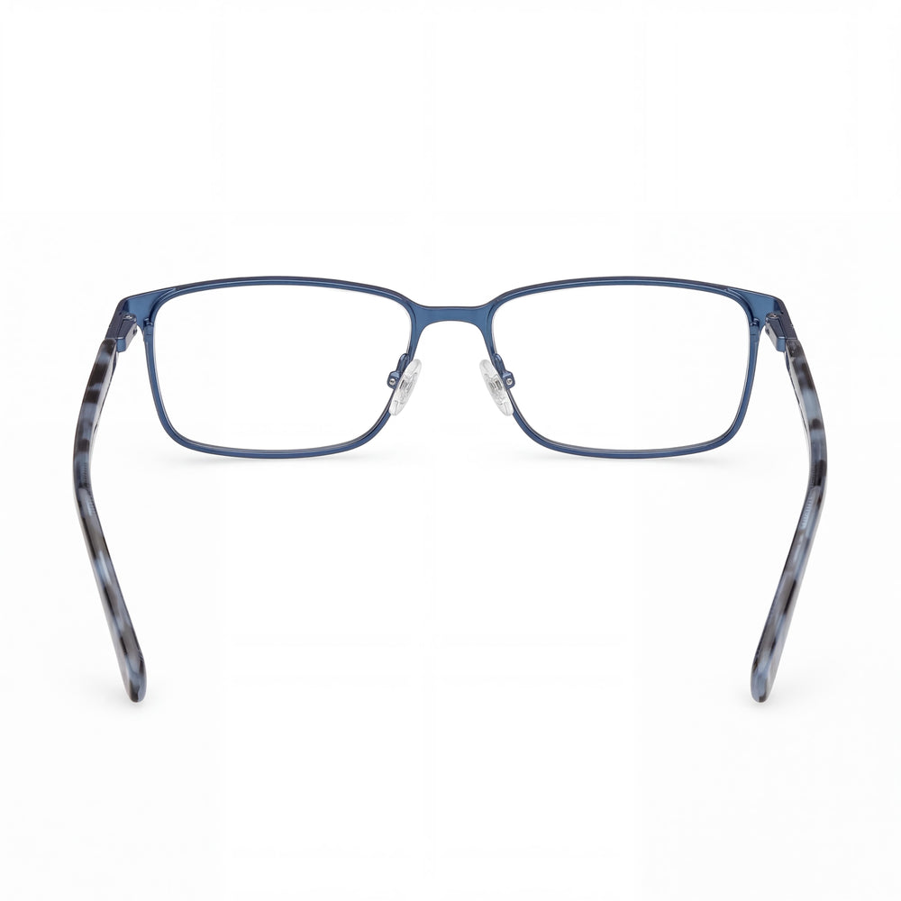 Guess Gu50244 Rectangle Eyeglasses Men — side view, Blue Metal temples