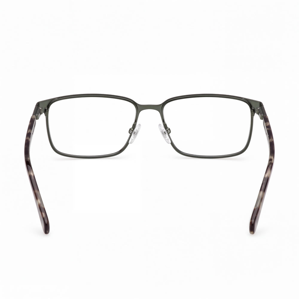 Guess Gu50244 Rectangle Eyeglasses Men — side view, Green Metal temples
