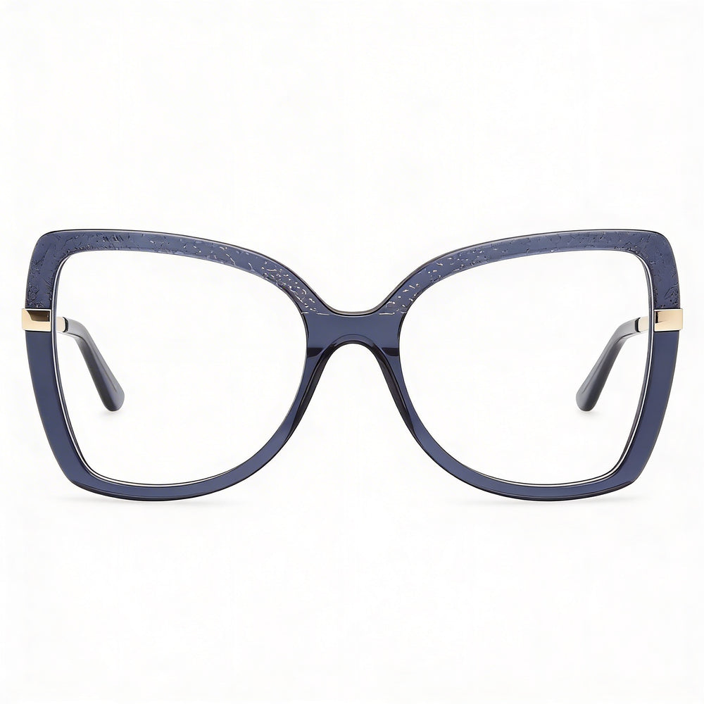 Guess Gu50245 Butterfly Eyeglasses Women — side view, Blue Plastic temples
