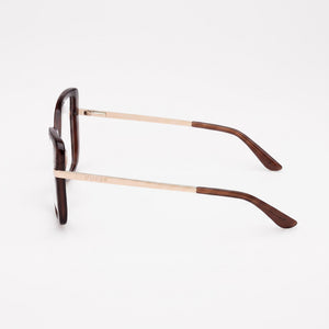 Guess Gu50245 Square Eyeglasses Women — side view, Brown Plastic temples