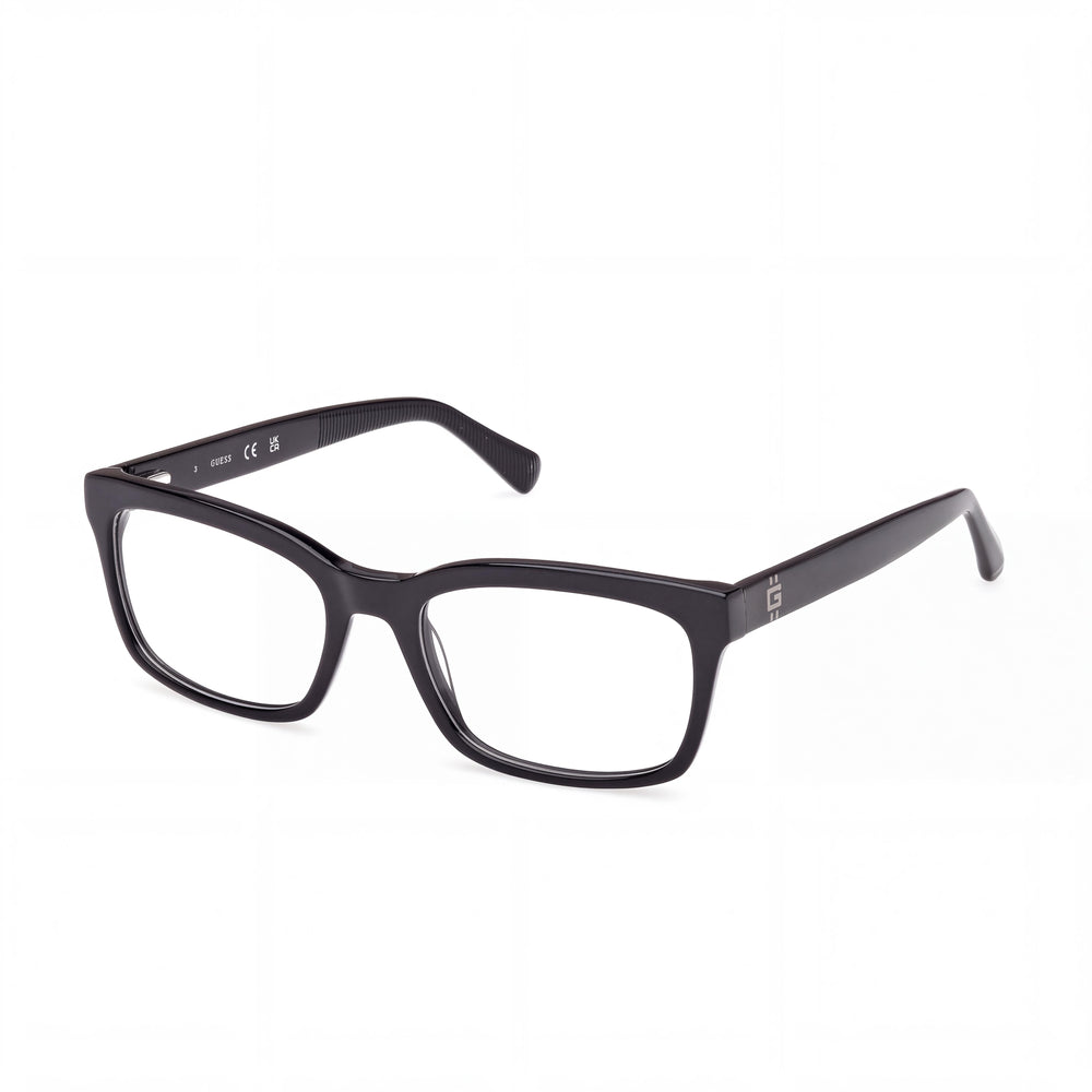 Guess GU50252 Shiny Black Rectangle Eyeglasses for Men, Plastic frame
