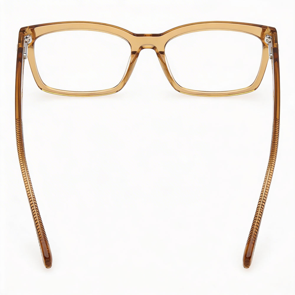 Guess Gu50252 Rectangle Eyeglasses Men — side view, Yellow Plastic temples