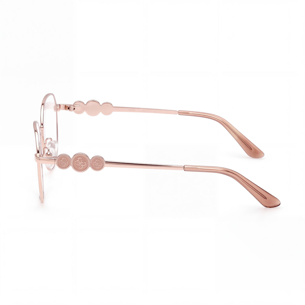 Guess Gu50256-d Oval Eyeglasses Unisex — side view, Gold Black temples