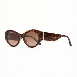 Guess GU772852G52 Oval Sunglasses Women — side view, Non-Polarized Brown mirrored lens